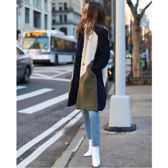 J.Crew Teddy Sherpa Topcoat in Colorblock - Picture 14 of 14